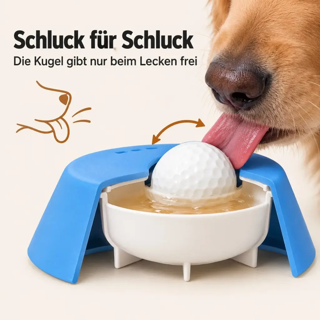 Schnittbild: Die Rollkugel dreht sich über der Flüssigkeit