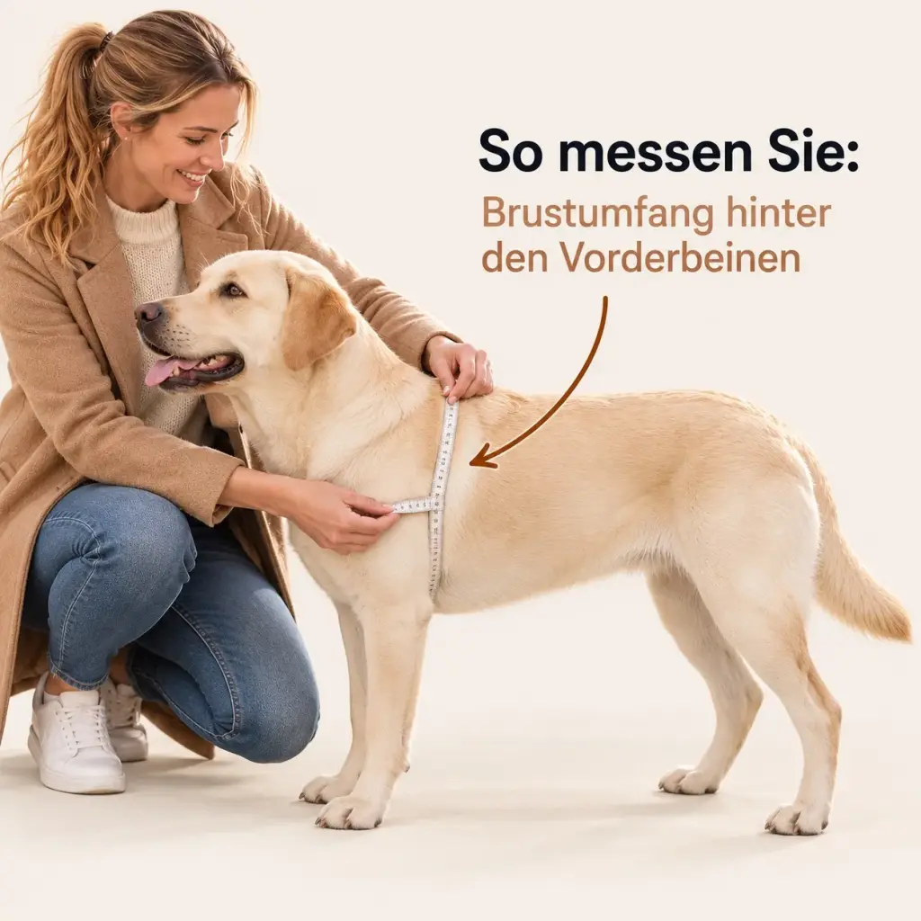 Maßband um den Brustumfang eines Hundes – So messen Sie die richtige Größe