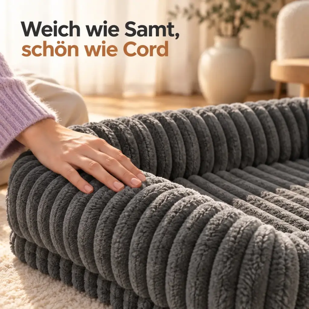 Rippenstruktur des Cord-Plüschs im Detail