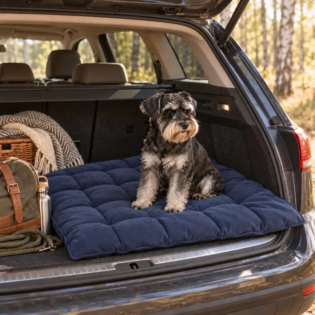 Hundecouch als Matte im Kofferraum