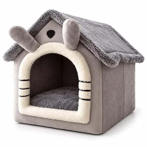 Hundehöhle als kleines Haus mit Dach: Rückzugsort für kleine Hunde und Katzen