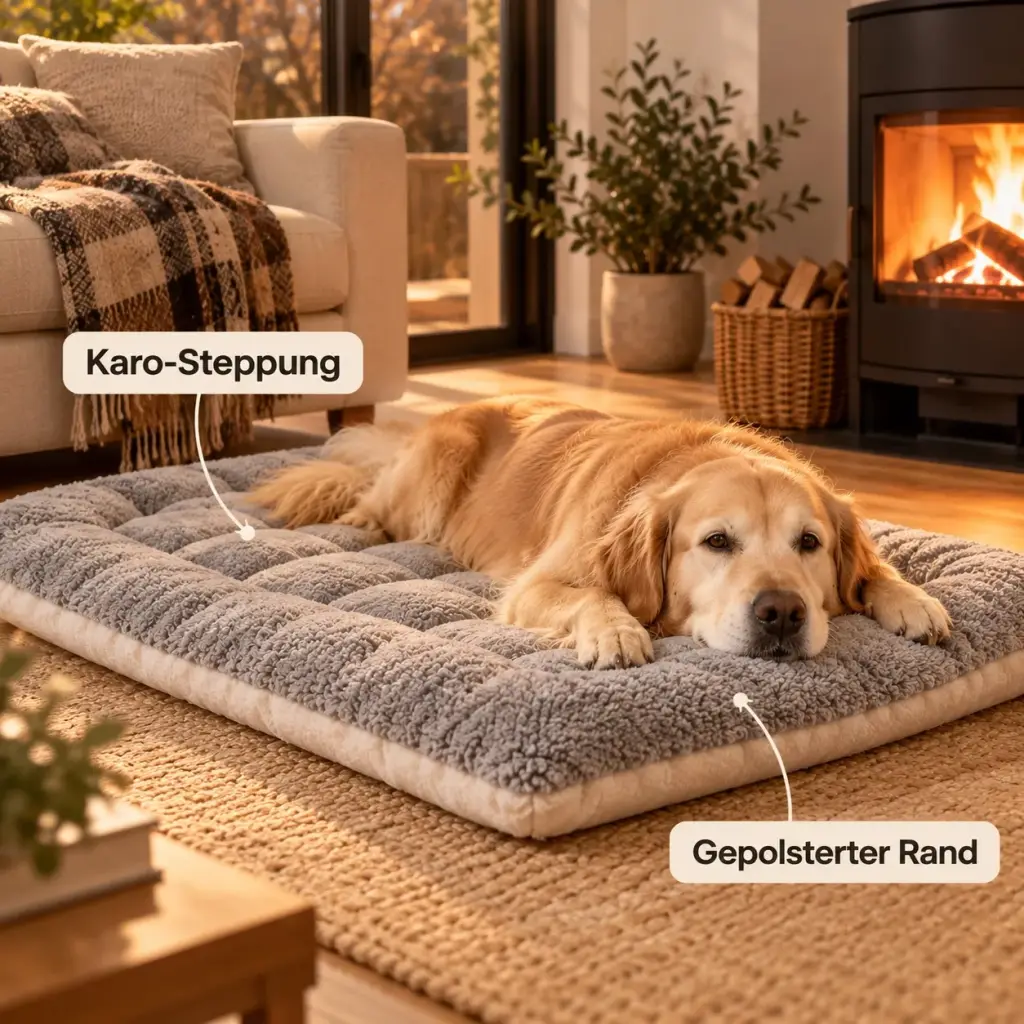 Golden Retriever legt den Kopf auf den gepolsterten Rand