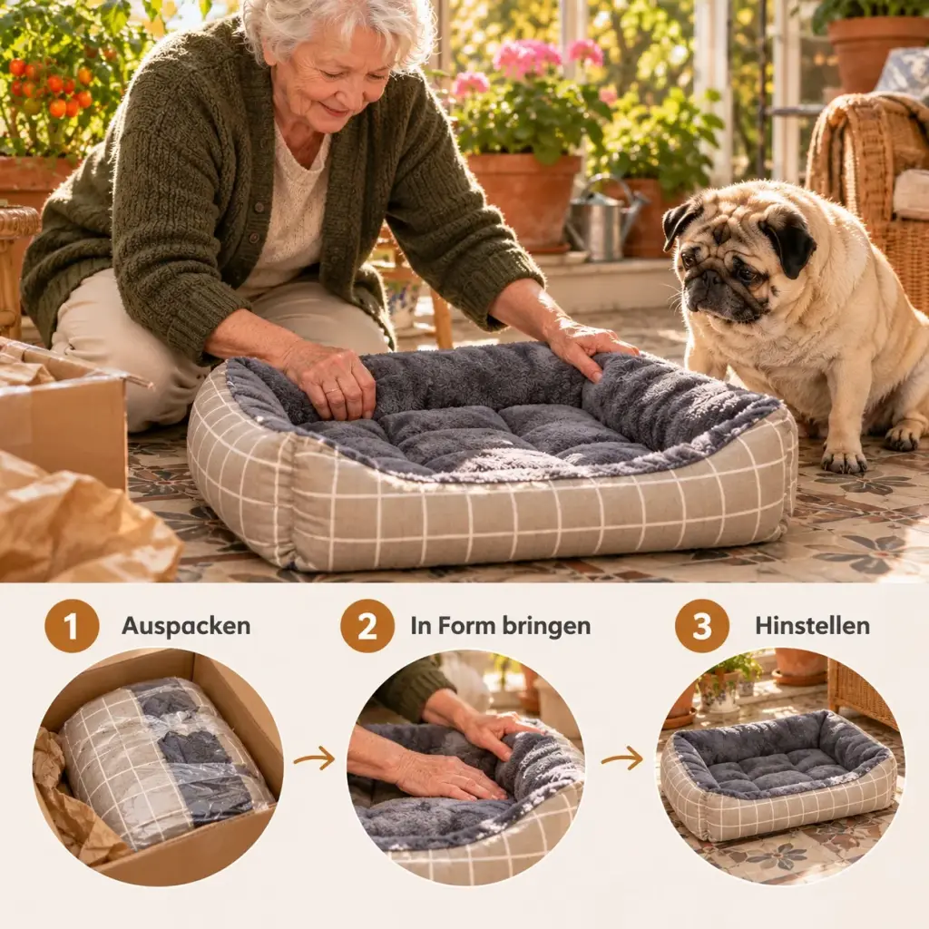 Rand des Hundekorbs wird in Form gestrichen