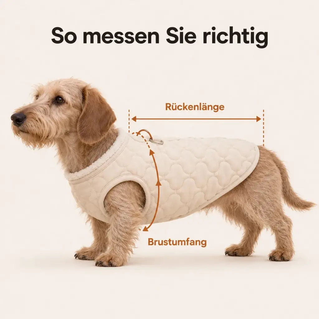 Anleitung zum Messen von Rückenlänge und Brustumfang beim Hund
