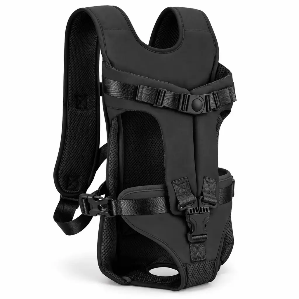 Hunderucksack in Schwarz mit Beinöffnungen, Packshot