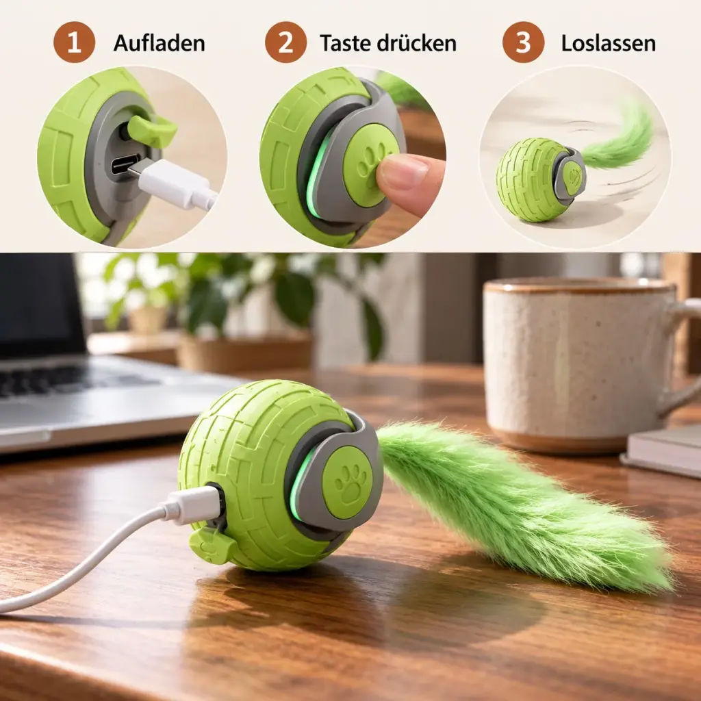 Ball wird per USB-Kabel geladen