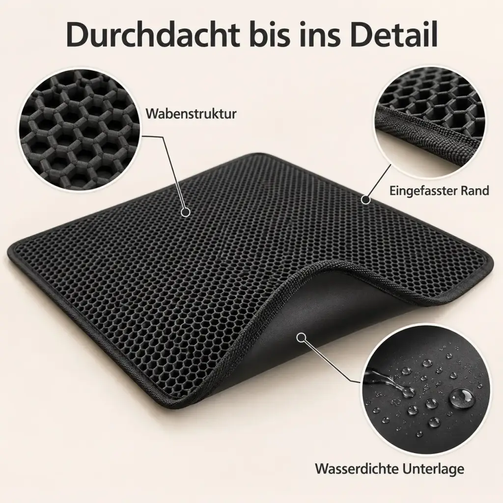 Detailansicht von Wabenstruktur, eingefasstem Rand und geschlossener Unterlage