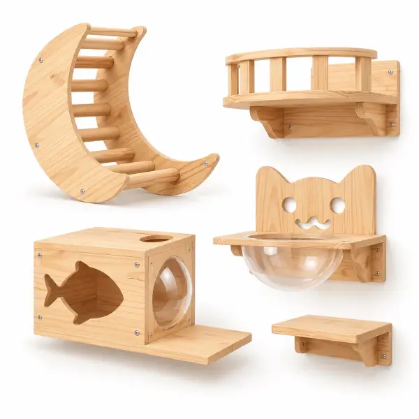 Katzenmöbel für die Wand – verspielte Holzmodule zum Kombinieren