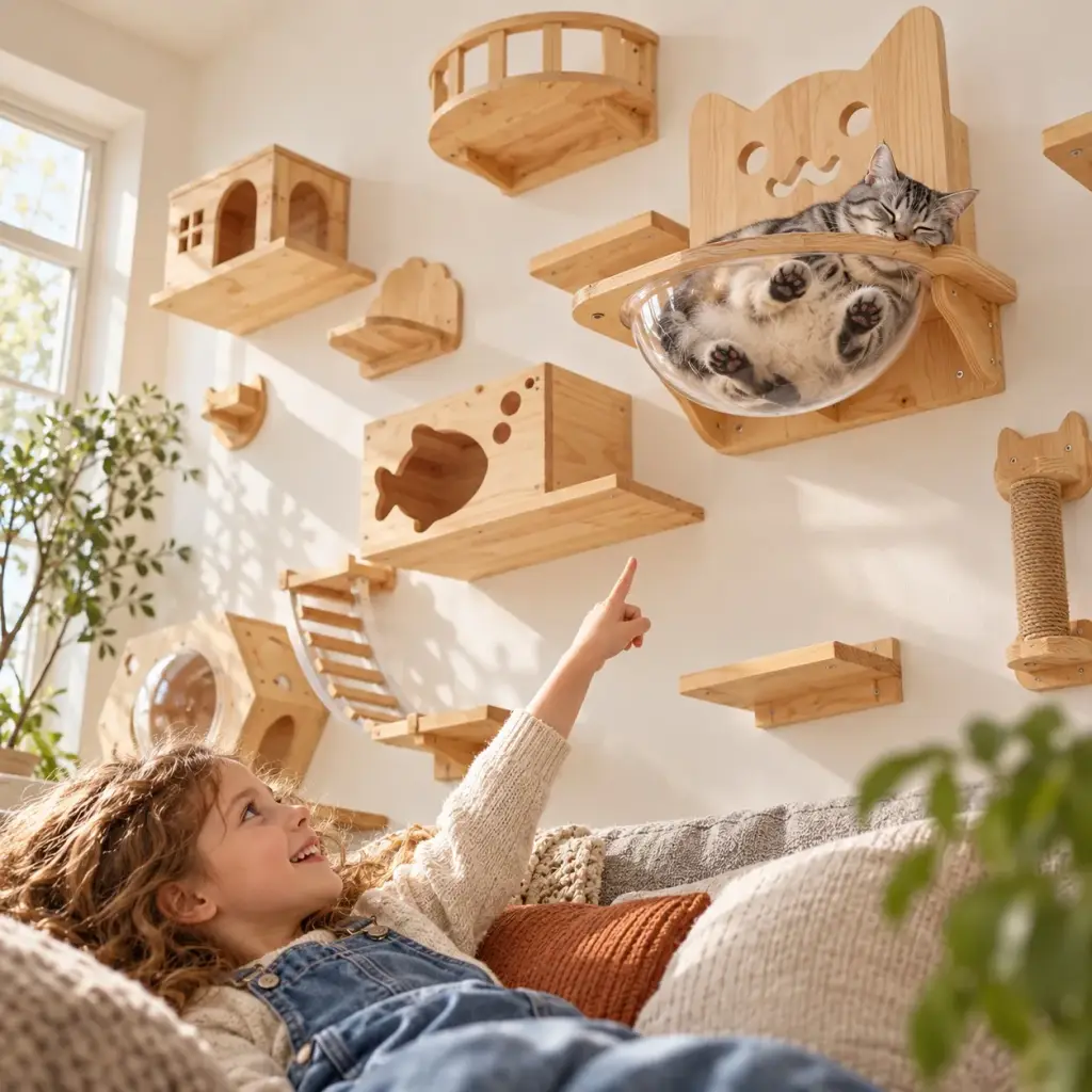 Katze schläft in der durchsichtigen Acrylschale, von unten fotografiert