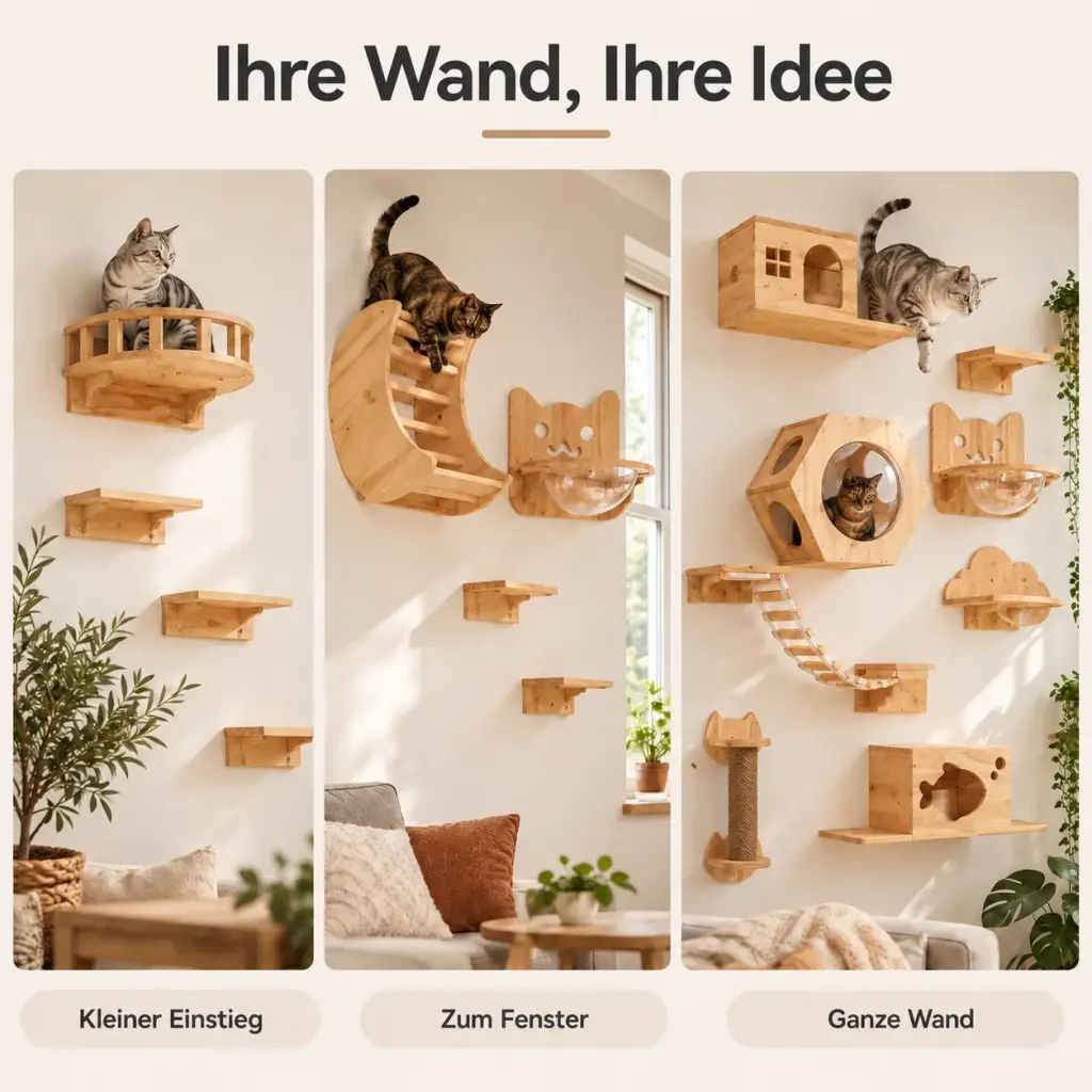 Beispiele für Kombinationen der Wandmodule an einer Wand