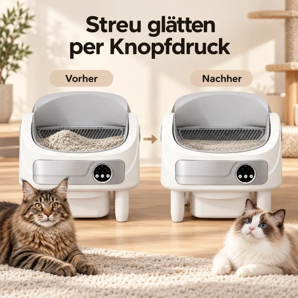 Streu wird eingefüllt und per Knopfdruck geglättet