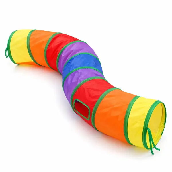 Katzentunnel in S-Form: faltbarer Spieltunnel mit Guckloch, 122 cm