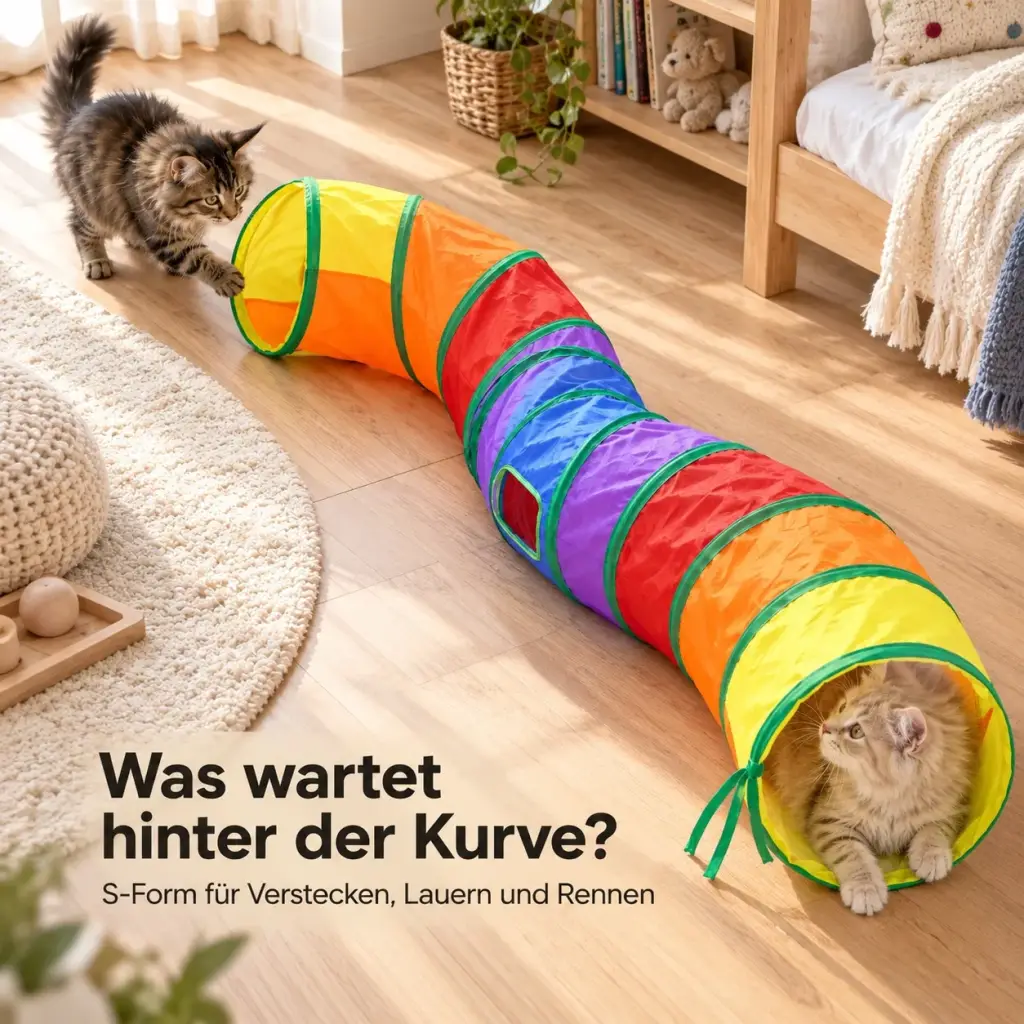 Katze lauert am Eingang des gebogenen Tunnels