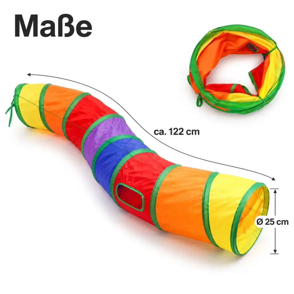 Maße des Katzentunnels: 122 cm lang, Ø 25 cm