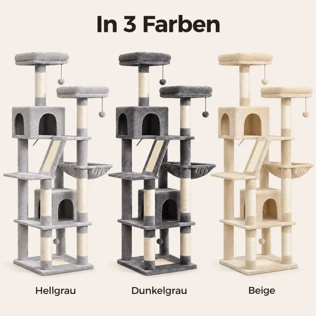 Kratzbaum in den Farben Hellgrau, Dunkelgrau und Beige