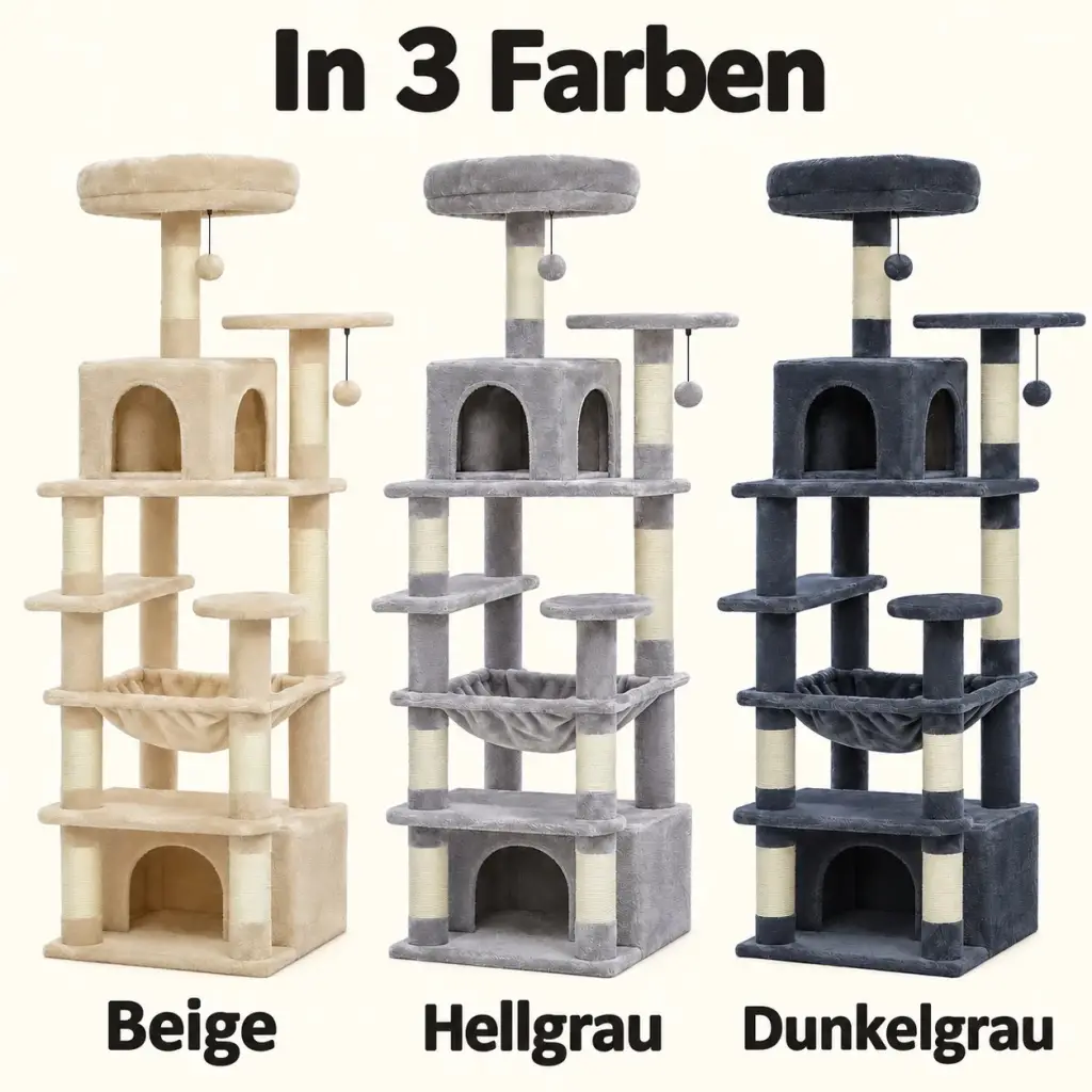 Kratzbaum in Beige, Hellgrau und Dunkelgrau