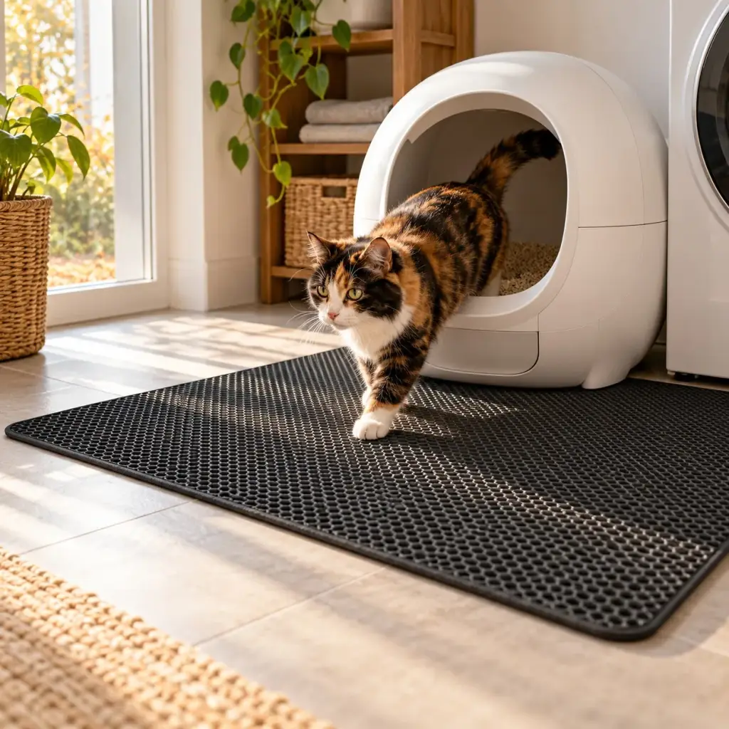 Selbstreinigende Katzentoilette auf der großen Matte
