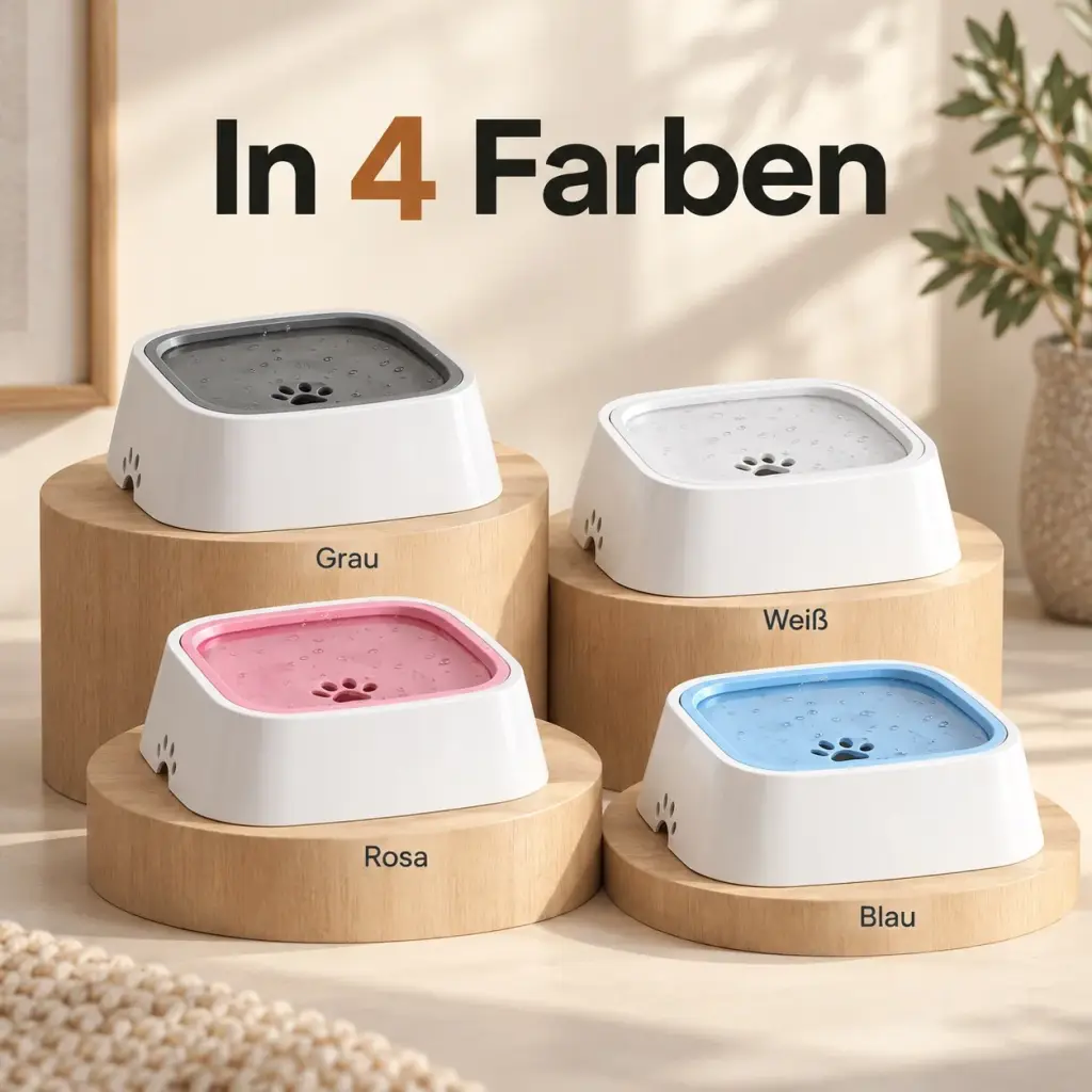 Anti-Schwapp-Wassernapf in Grau, Weiß, Rosa und Blau